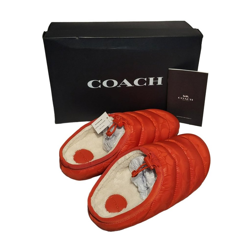 NWB- Coach Rachelle Slipper 7.5 Miami Red   Polyester and Leather Upper